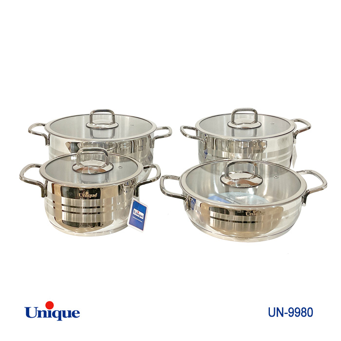 ست قابلمه 8 پارچه استیل درب فلت(جدید)