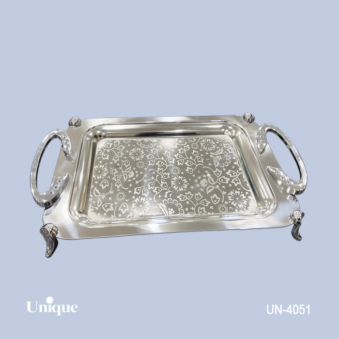 سینی براق استیل پایه دار کوچک
