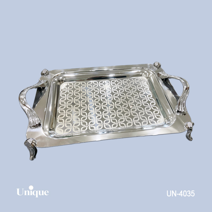 سینی براق استیل پایه دار کوچک